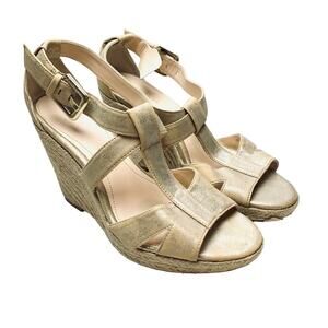 Calvin Klein Emmah Espadrille Wedge Platform Sandals Cage Ankle Strap sz 8 M